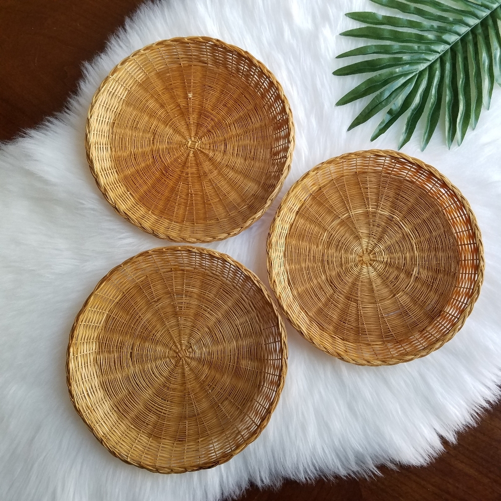 Vintage Boho Straw Plates (3 pc)